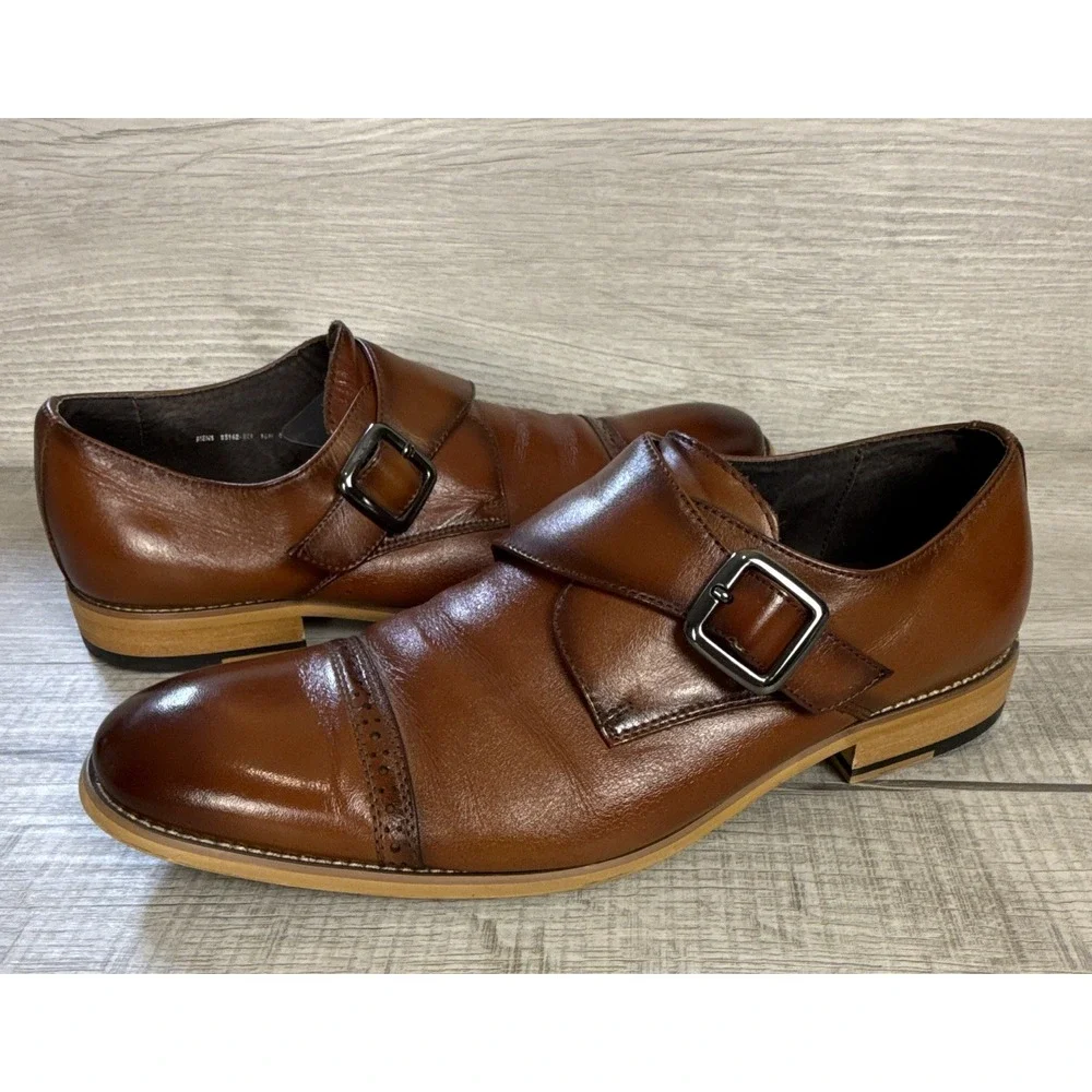 Stacy Adams Desmond Mens 10 M Brown Leather Monk Strap Dress Shoes 25162-231